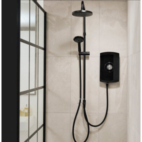 Triton Amore DuElec Black 9.5kW Electric Shower LCD Display Dual Control Head
