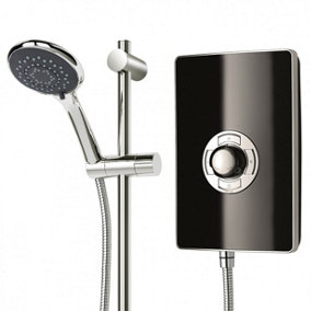 Triton Aspirante 8.5KW Gloss Black Electric Shower - Includes Head + Riser Rail