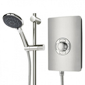 Triton Aspirante 9.5KW Brushed Steel Electric Shower - Includes Head + Riser