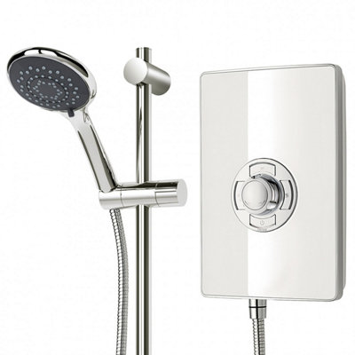 Triton Aspirante 9.5KW Gloss White Electric Shower Includes 3 Mode Head + Riser