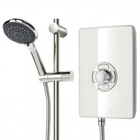 Triton Aspirante 9.5KW Gloss White Electric Shower Includes 3 Mode Head + Riser