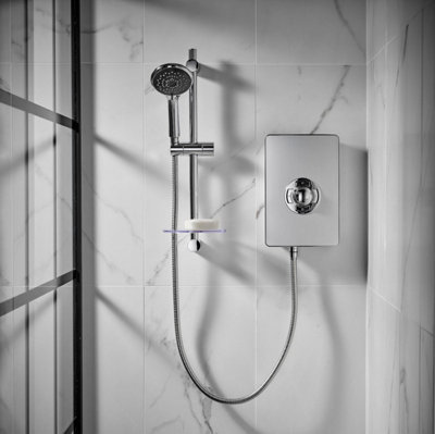Triton Aspirante Electric Shower 9.5kW Brushed Steel Modern 5 Spray ASP09BRSTL