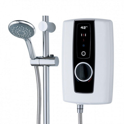 Triton Aspirante Touch 9.5KW Black White Electric Shower + LCD Digital ...