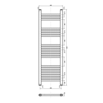 Triton Black Heated Towel Rail - 1200x400mm