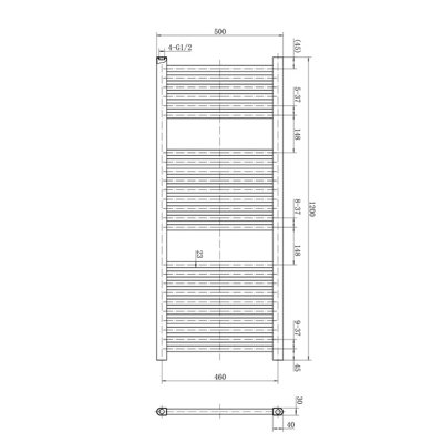Triton Chrome Heated Towel Rail - 1200x500mm