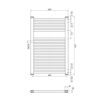 Triton Chrome Heated Towel Rail - 770x500mm
