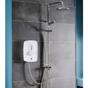 Triton Danzi DuElec White 9.5kW Electric Shower Diverter to Overhead and Handset