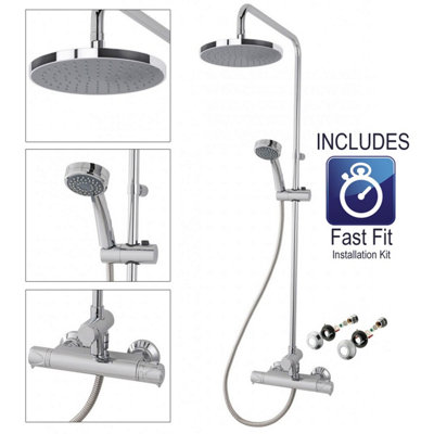 Triton Dene Diverter Thermostatic Bar Mixer Shower Chrome Overhead Drencher