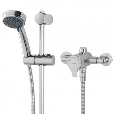 Triton Dene Mini Mixer Shower Sequential Thermostatic Exposed Chrome + Riser Kit