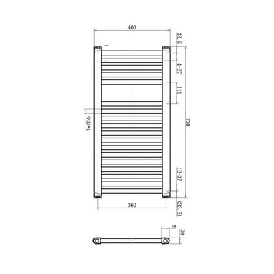 Triton Gold Heated Towel Rail - 770x400mm