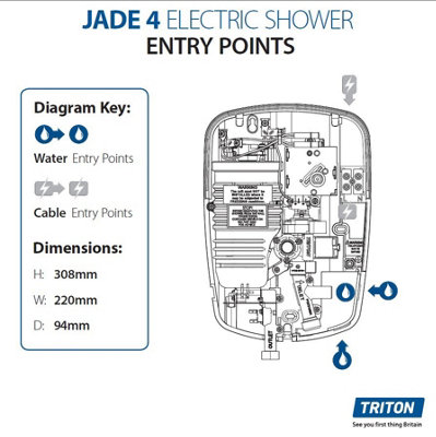 Triton JADE 4 9.5KW White Electric Shower- T80XR Zante Caselona Trance T100xr