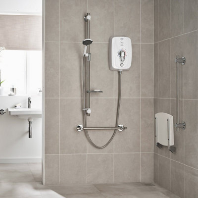 Triton Omnicare Design 8.5KW Thermostatic Electric Shower Extended Lever White
