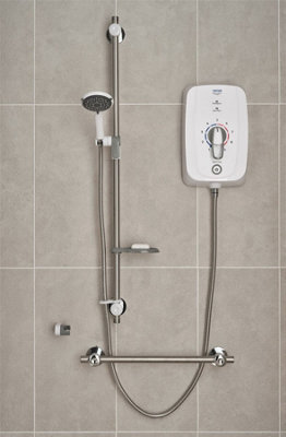Triton Omnicare Design 8.5KW Thermostatic Electric Shower Extended Lever White