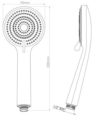 Triton Sara Shower Head Chrome Universal 3 Spray Modes High Flow High Pressure