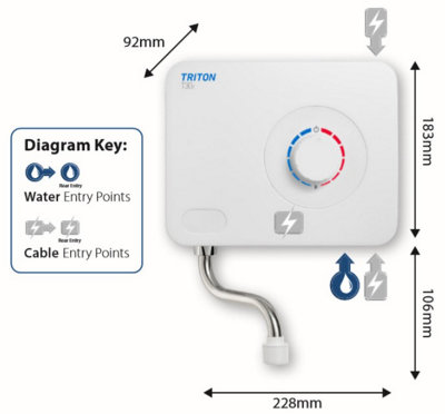 Triton T30i Instaflow 3KW Hand Wash Unit Water Heater Boiler Over Sink + Spout - 6