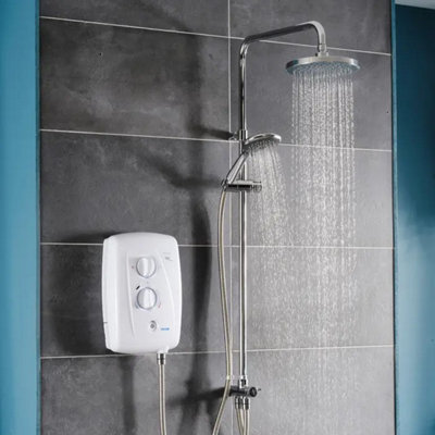 Triton T80Z Fast Fit DuElec White 10.5kW Electric Shower + Dual Rainshower Head DIY at B&Q