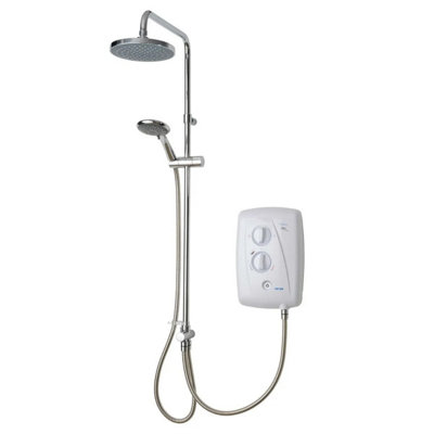 Triton T80Z Fast Fit DuElec White 9.5kW Electric Shower + Dual Rainshower Head