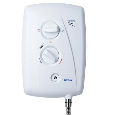Triton T80Z Fast Fit DuElec White 9.5kW Electric Shower + Dual Rainshower Head - 3