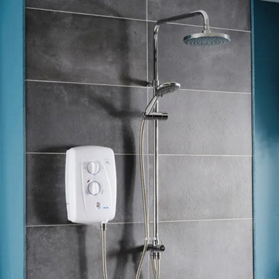 Triton T80Z Fast Fit DuElec White 9.5kW Electric Shower + Dual Rainshower Head - 5