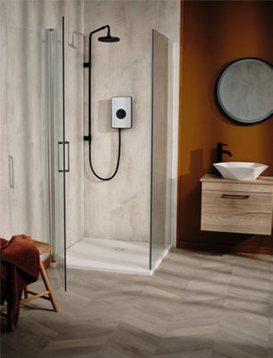 Triton UniQ Aspirante Nickel Effect Electric Shower 9.5kW Rainshower Head