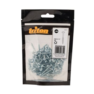 Triton Zinc Pocket-Hole Screws Washer Head Coarse - P/HC 8 x 1-1/2" 100pk
