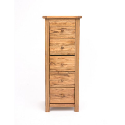 Trivento 5 Drawer Narrow Chest of Drawers Wood Knob