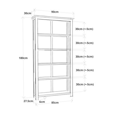 Trivento Light Wood Bookcase 180x90x30cm