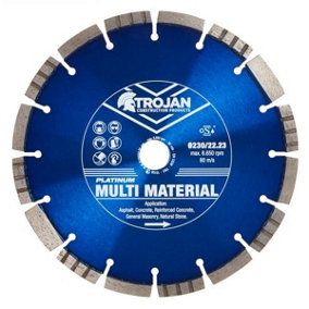 Trojan Platinum Multi-Material Diamond Blade 230mm/9" x 22.23