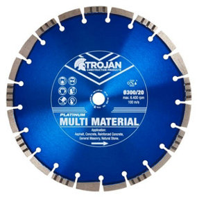 Trojan Platinum Multi-Material Diamond Blade 300mm/12" x 20