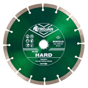 Trojan Plus Hard Diamond Blade 230mm/9" x 22.23