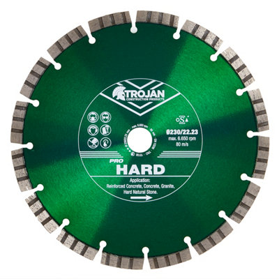 Trojan Pro Hard Diamond Blade 230mm/9" x 22.23