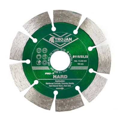 Trojan Pro-X Hard Diamond Blade 115mm/4.5" x 22.23