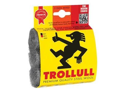 Trollull TRL770834 Steel Wool Pads, Assorted Grades Pack 3 TRO770834