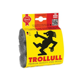 Trollull TRL770834 Steel Wool Pads, Assorted Grades Pack 3 TRO770834