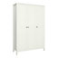 Tromso 3 Doors Wardrobe in White with Leather Handles