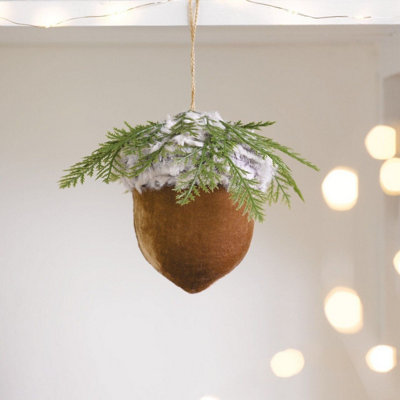 Tromso Acorn Hanging Ornament - Indoor Home Nordic Festive Christmas Decoration with String Loop - Measures H15 x 13cm Diameter Price Comparisons | Compare The Build