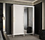Tromso II Modern Mirrored 2 Sliding Door Wardrobe Gold Handles Panelled Door 5 Shelves 2 Rails White (H)2080mm (W)1500mm (D)620mm