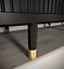 Tromso Modern 3 Sliding Pannelled Marble Effect Door Wardrobe Gold Handles 9 Shelves 2 Rails Black (H)2080mm (W)2500mm (D)620mm
