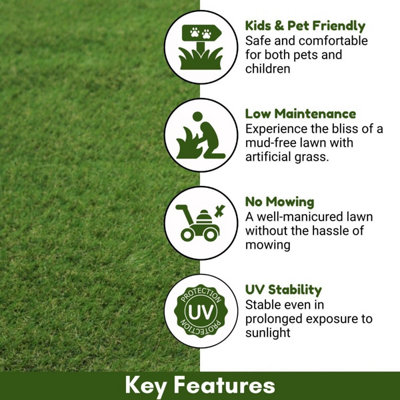 Troon 30mm Artificial Grass, Plush Outdoor Artificial Grass, Premium Pet-Friendly Artificial Grass-2m(6'6") X 4m(13'1")-8m²