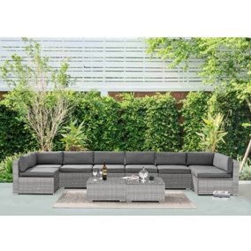 Tropez 10Pc Rattan Garden Furniture Sofa Set Large Modular Outdoor