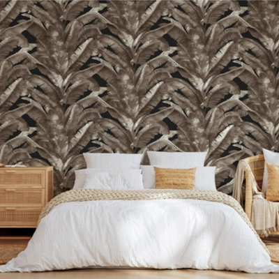 Tropical Brown & Black Jungle Pal Wallpaper TR5204