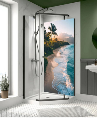 Tropical / Coastal / Beach Scene Shower Panel - Large, High Quality ...