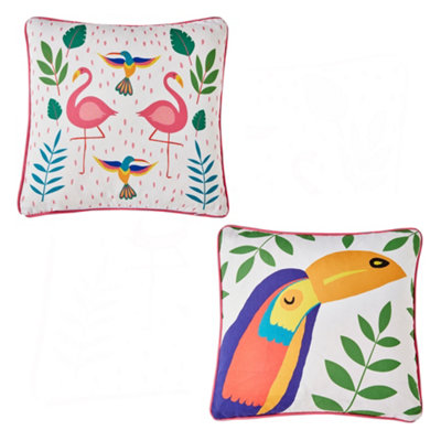 Tropical Flamingo Outdoor/Indoor Water & UV Resistant Filled Cushion