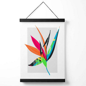Tropical Flower Blue and Green Abstract Minimalist Medium Poster with Black Hanger
