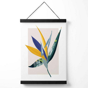 Tropical Flower Teal and Green Mid Century Modern  Medium Poster with Black Hanger