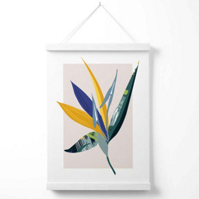 Tropical Flower Teal and Green Mid Century Modern  Poster with Hanger / 33cm / White