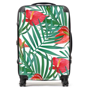 Tropical Flowers And Palm Leaves Suitcase - Medium