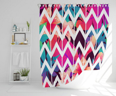 Tropical Geometric Zig Zags (Shower Curtain) / Default Title