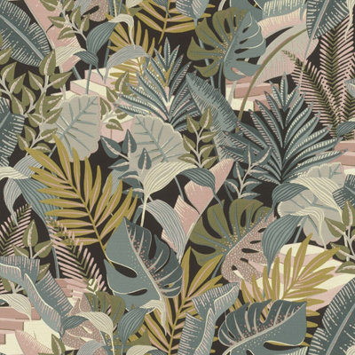 tropical-house-leaf-vinyl-wallpaper-multi-rasch-687804