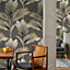 Tropical Jungle Palm Leaf Charcoal Neutral Cream Realisitc Kailana Wallpaper